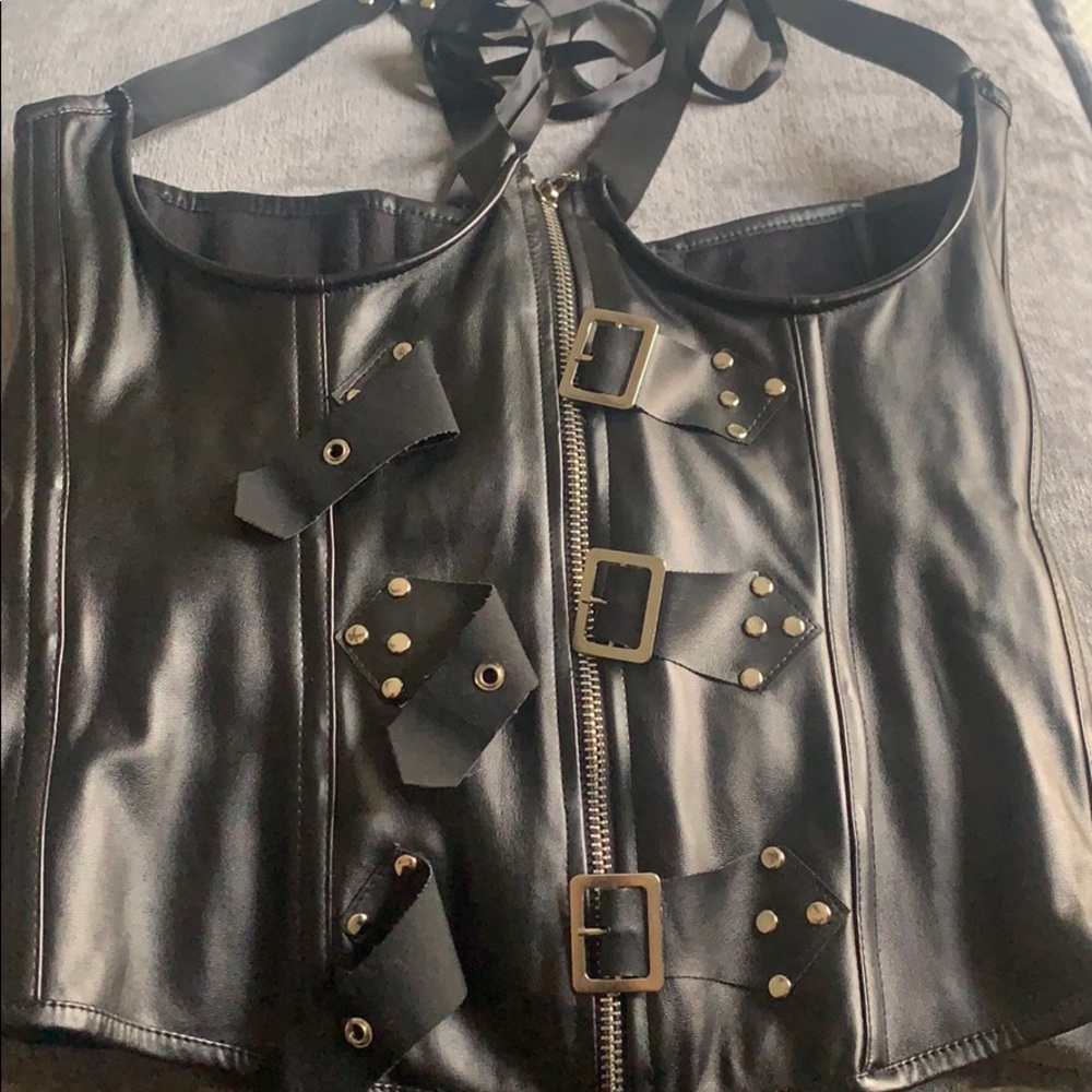 Black harness corset